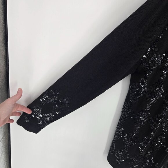 Regency collection for Joyce VTG Medium black sequin button up cardigan sweater - Picture 2 of 8